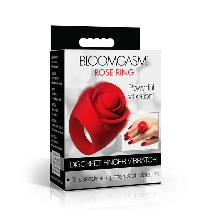 cJ6kKfXc Rose Ring Discreet Finger Vibrator - Red - Image 1