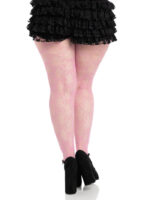 Plus Bow Net Tights - 1x 2x - Pink - Image 2