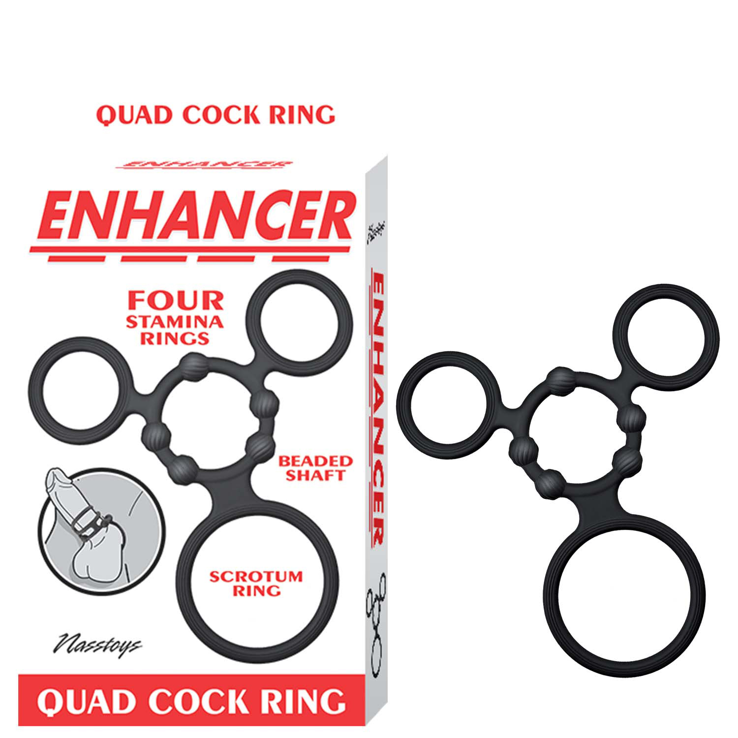 cy6Bda58 Enhancer Quad Cockring - Black - Image 1