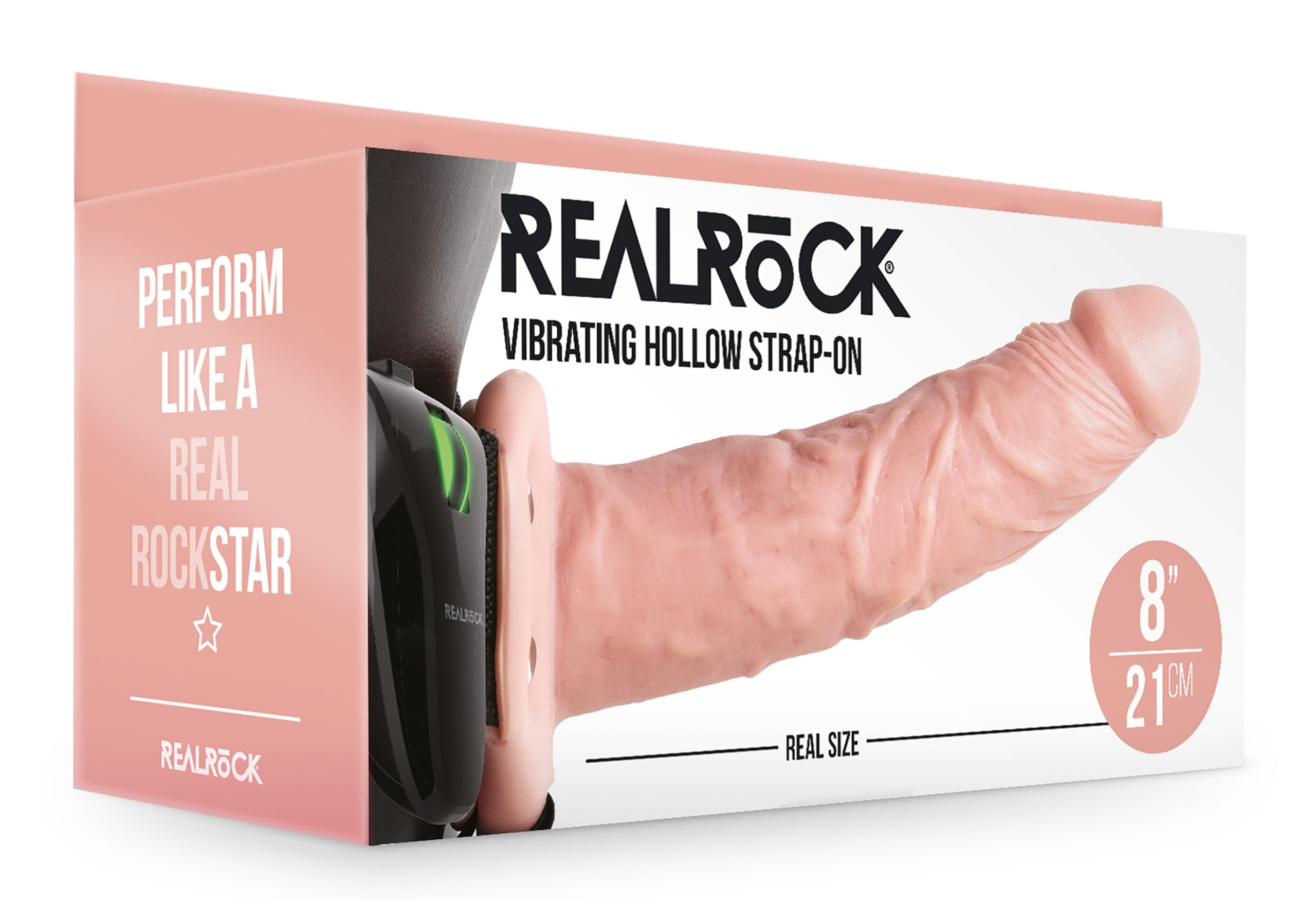 dPpHvSp97EjpBKrbel8fOsYEsKBJ7ZsK Vibrating Hollow Strap-on No Balls 8 Inch - Flesh - Image 1