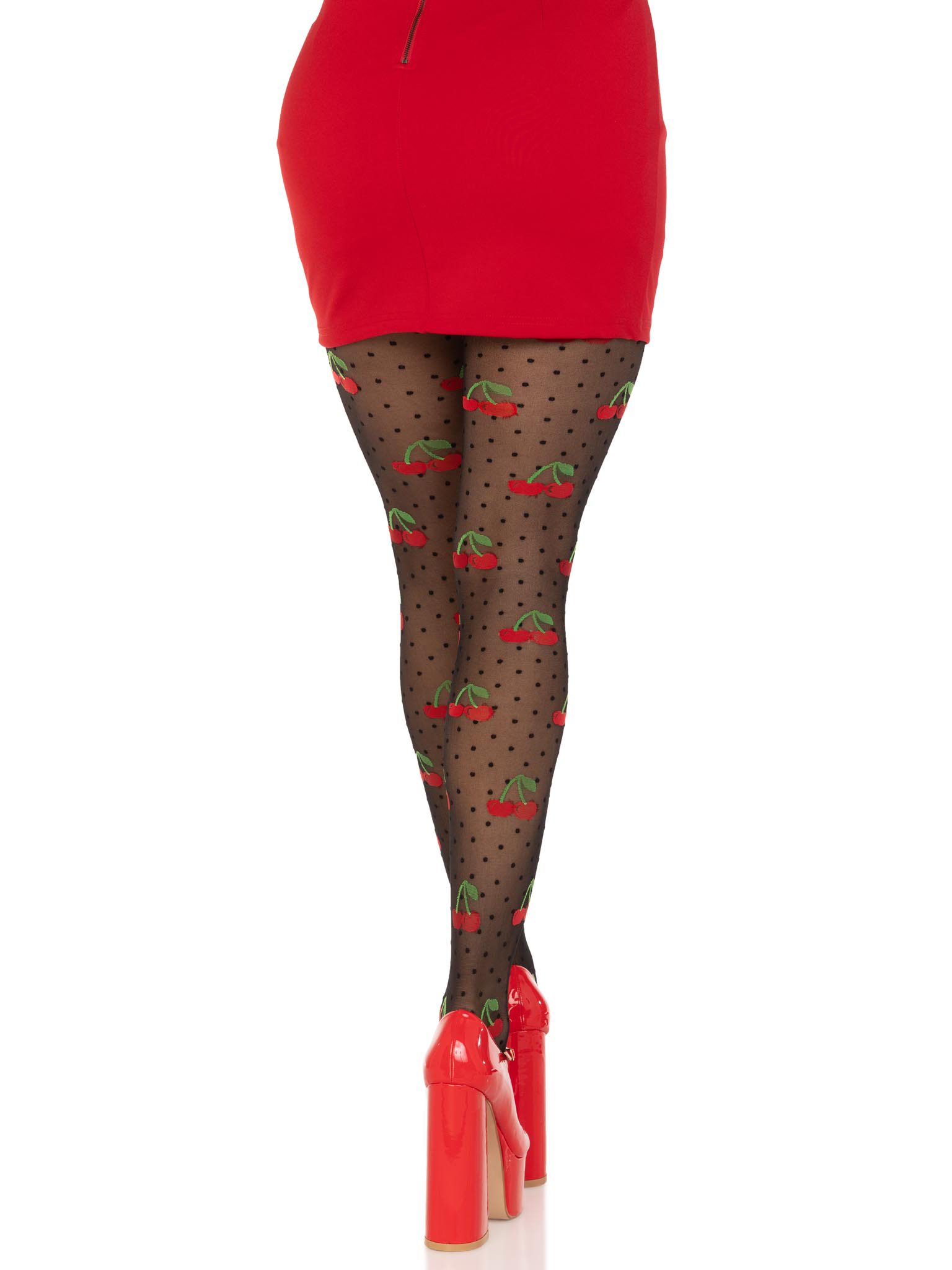 eRZ2Bsi8fBJFtM48Au2J2DCYqSDlPbHb Polka Dot Cherry Tights - One Size - Black - Image 1