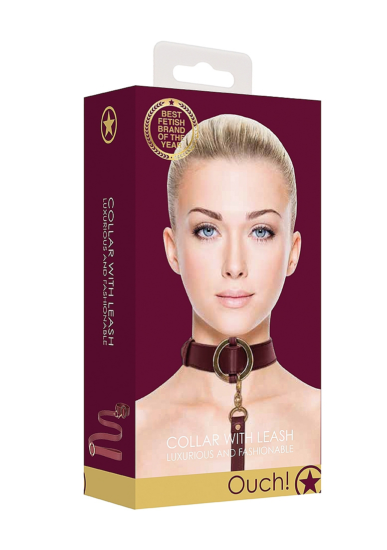 eUJD476KfhO9uYdrxtOyUL69X5zY4jS9 Ouch Halo - Collar With Leash - Burgundy - Image 1