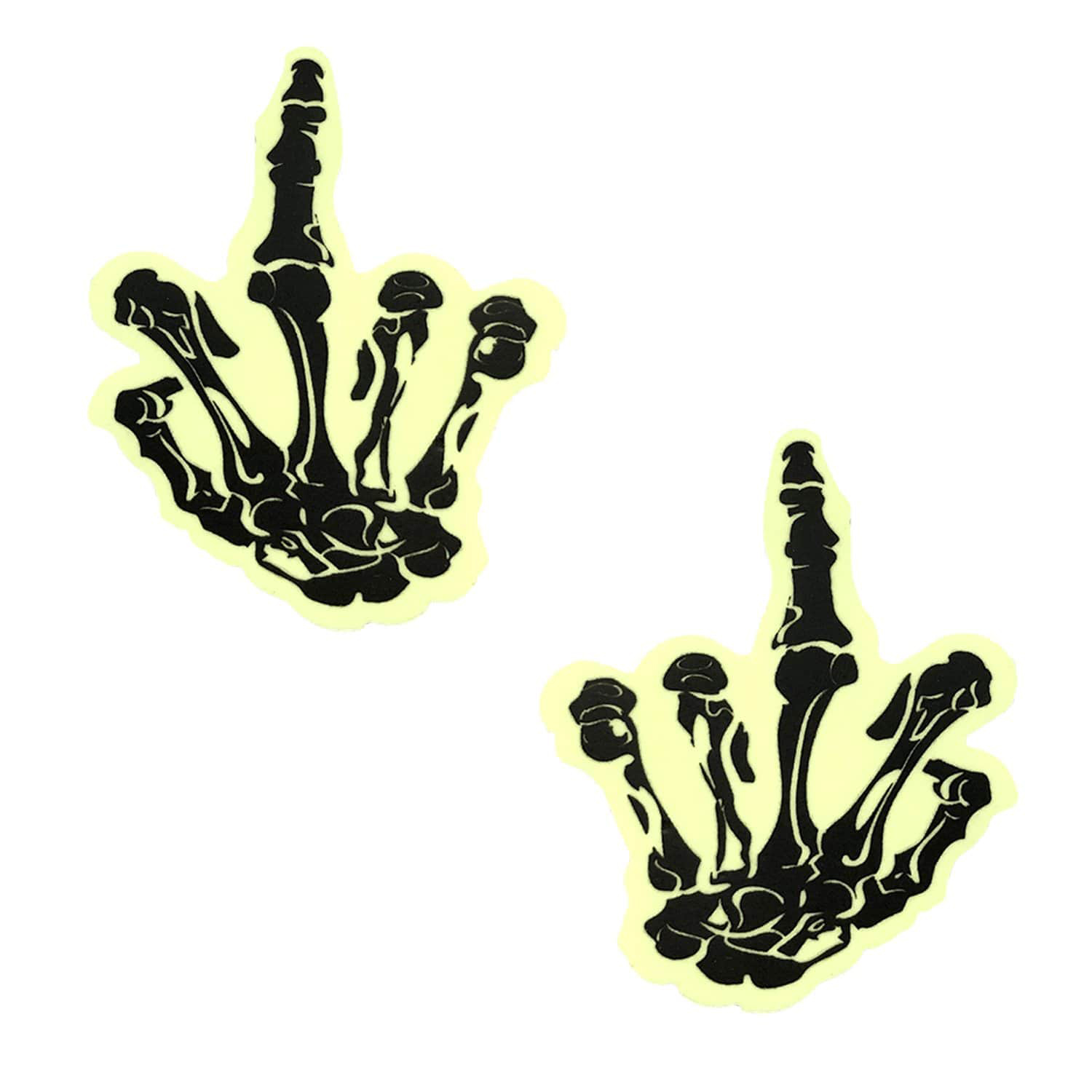 eiI4uIsbLzMTW6zHY5scRJlTn31htT63 Fuck You Glow in the Dark Skeleton Hand Nipple Cover Pasties - Image 1