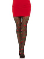 Polka Dot Cherry Tights - One Size - Black - Image 3