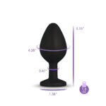 Gemma Pink Gem Black Silicone Plug - Medium - Image 12