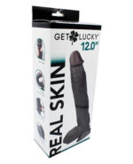 Real Skin 12” Dual Layer Dildo - Dark Brown - Image 2