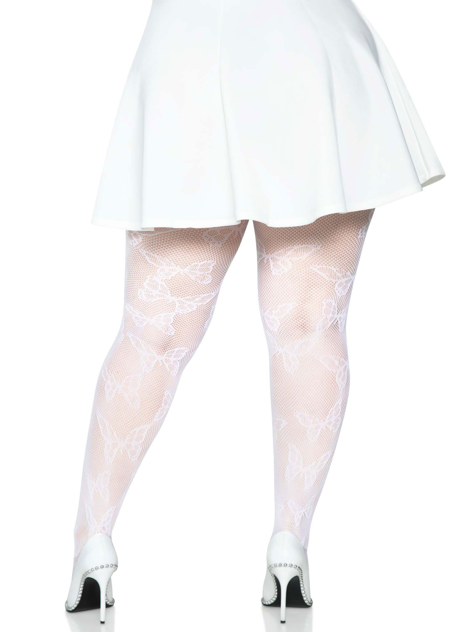 g2f42NmW1YNF52ePsjWkCOA6tkiAR5aW Butterfly Net Tights - 1x/2x - White - Image 1