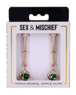 Indica Crystal Nipple Clips - Green - Image 2
