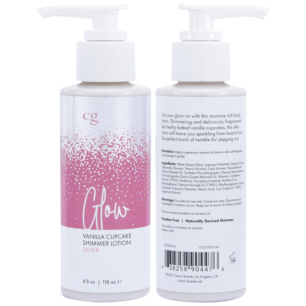 gVqhhdXcNYsk3cwNMvcmdPJzOL4PlIHP Glow Vanilla Cupcake Shimmer Lotion Silver 4 Oz - Image 1