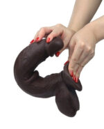 Real Skin 12” Dual Layer Dildo - Dark Brown - Image 5