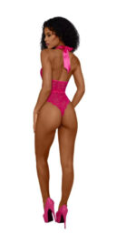 Tiana Lace Teddy With Satin Tie - L/xl - Azalea - Image 2