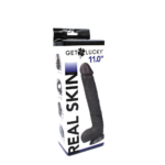 Real Skin 11” Dual Layer Dildo - Dark Brown - Image 2