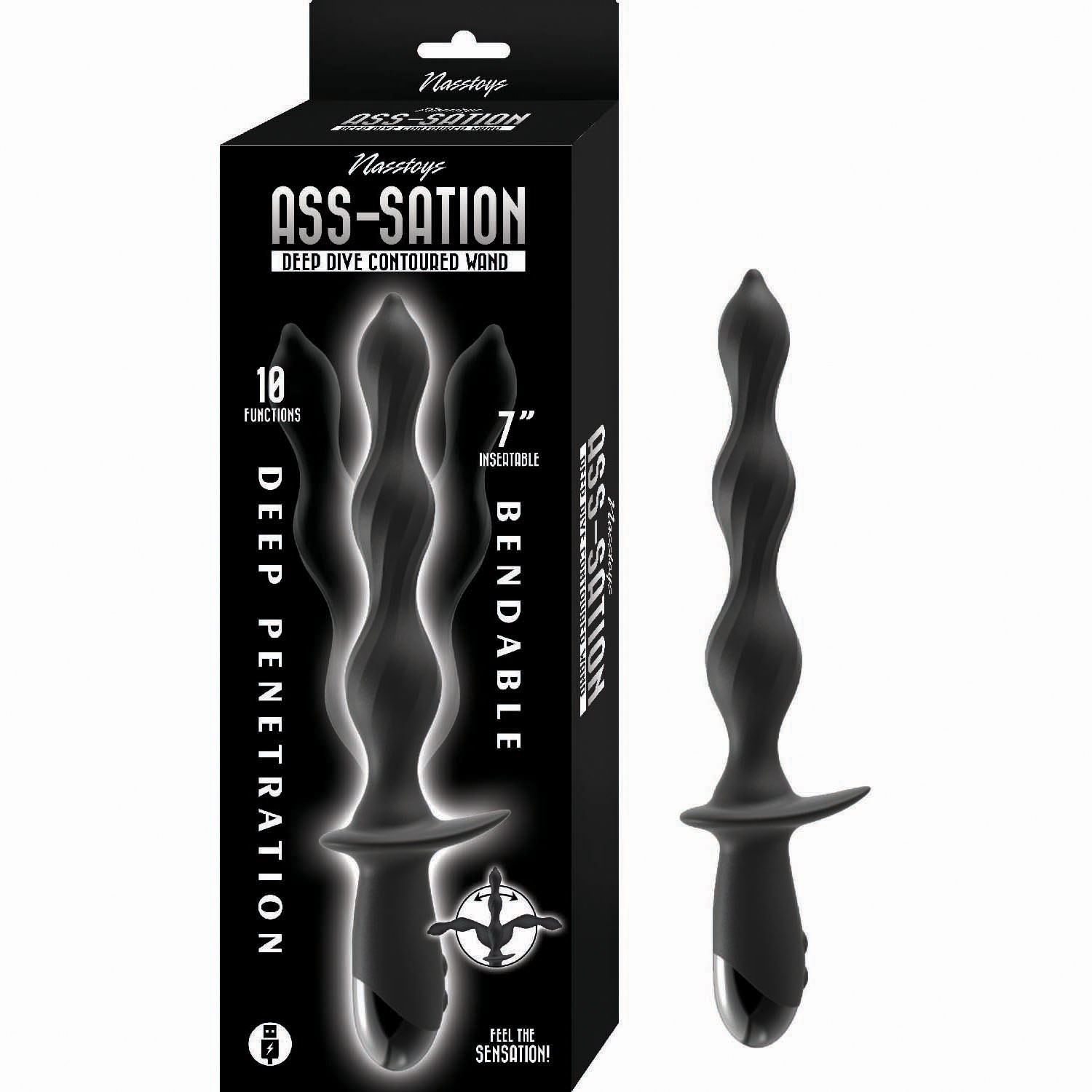 hV2KtU9H Ass-Sation Deep Dive Contoured Wand - Black - Image 1