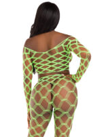 2 Pc Net Crop Top and Footless Tights - One Size - Neon Green - Image 3