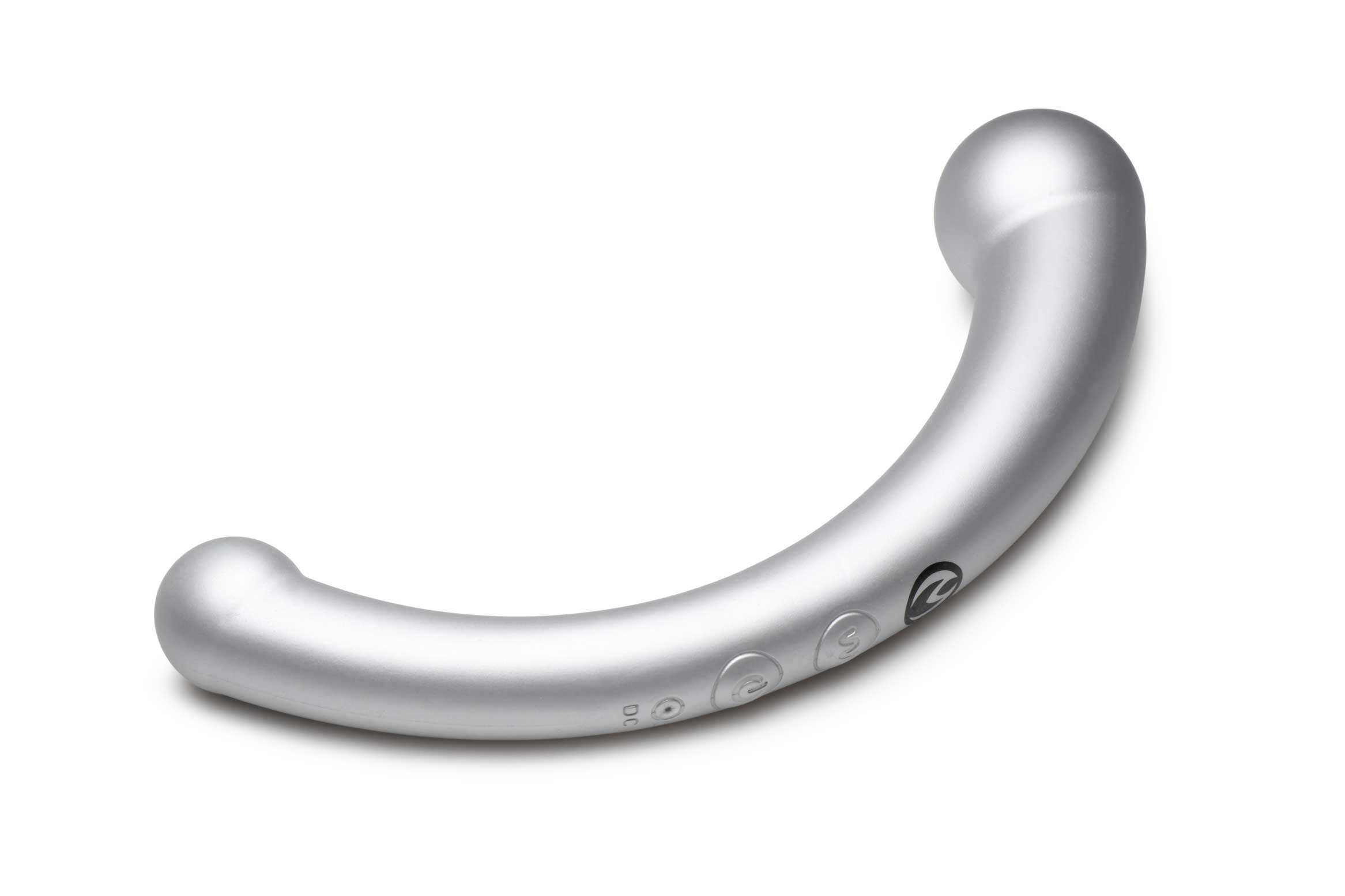 hgsmnntK0vrvmt5TGi7Es3F7bFNDv9j3 10x Vibra-Crescent Silicone Dual Ended Dildo - Silver - Image 1
