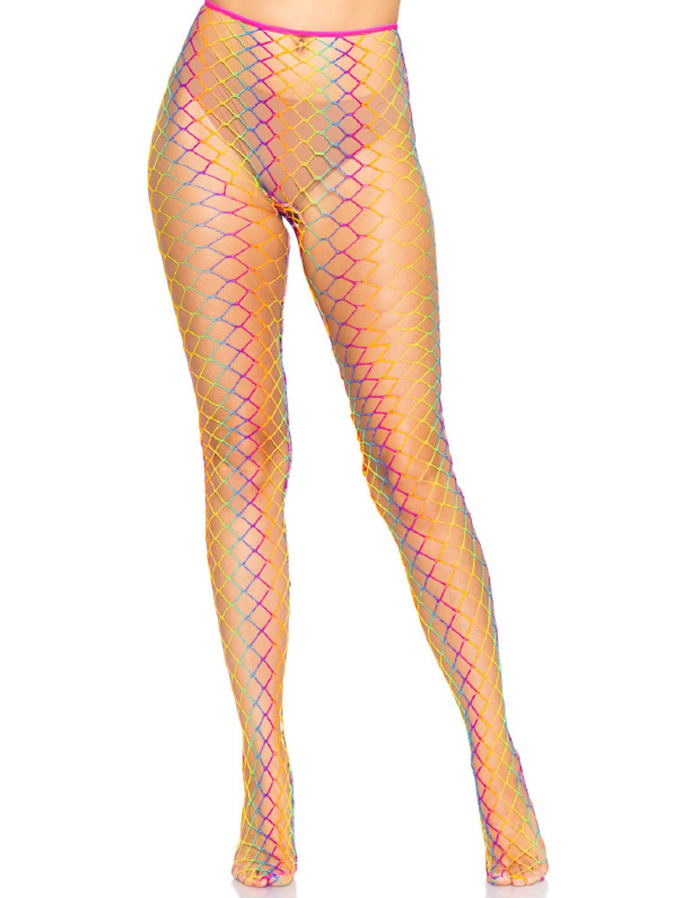i7aE5361EoXicZmEZL2dZGDjtGPylpfV Ombre Rainbow Woven Net Tights - One Size - Rainbow - Image 1