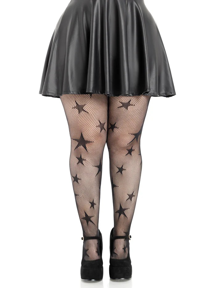iGch9N6E Star Net Tights - 1x 2x - Black - Image 1