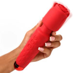 Pleasure Rose 10x Silicone Wand With Rose Attachment - Red - Image 6