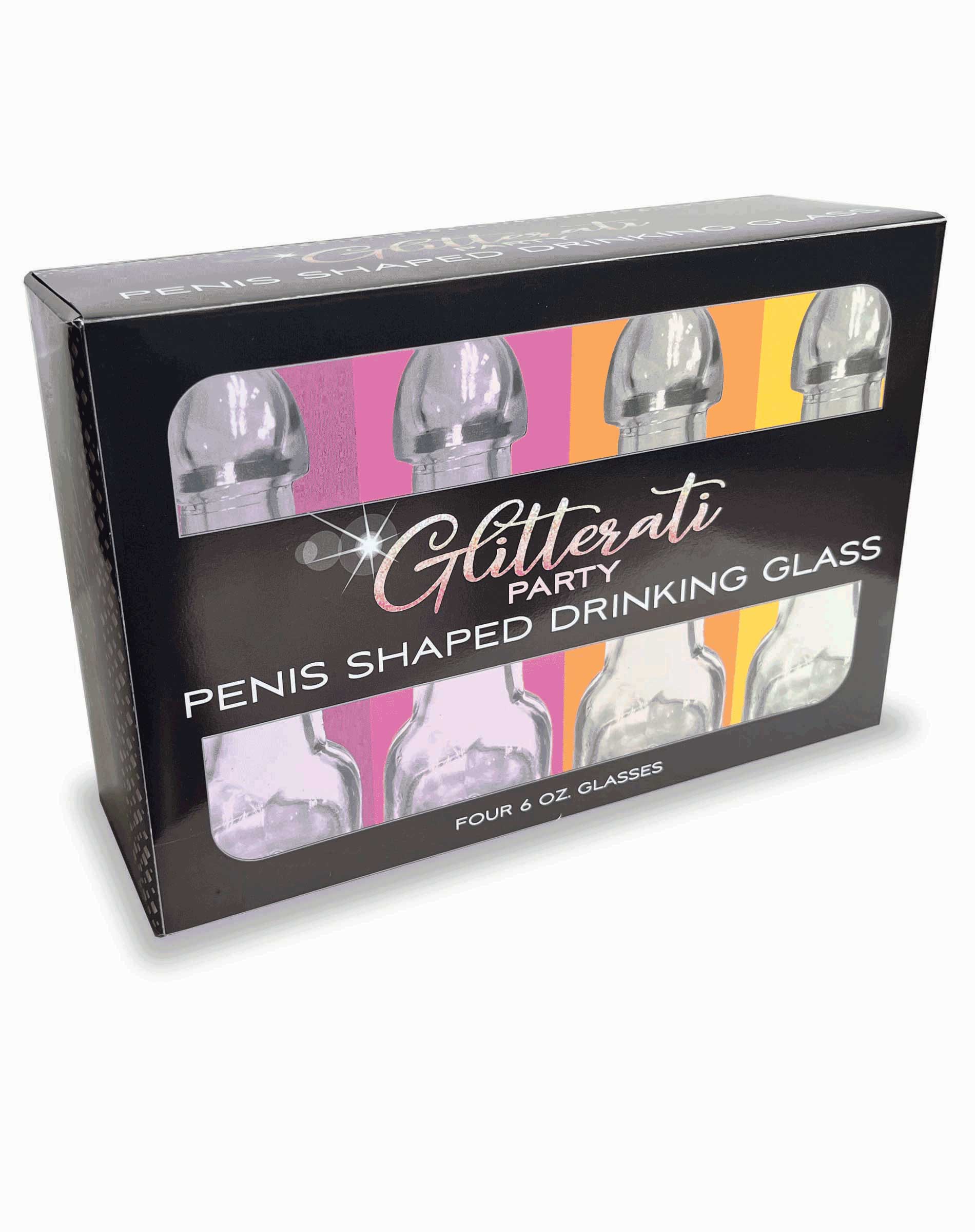 ihUzkJqWJ9gaR3v0YvaEK1EC7LRJ963Z Glitterati Penis Drinking Glass Set of 4 - 6 Oz - Image 1