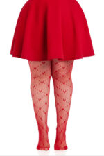 Plus Valentina Heart Net Tights - 1x 2x - Red - Image 3
