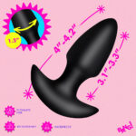 Thrusting and Vibrating Silicone Butt Plug Black - Image 3