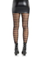 Cosima Striped Net Tights - Os - Black - Image 2