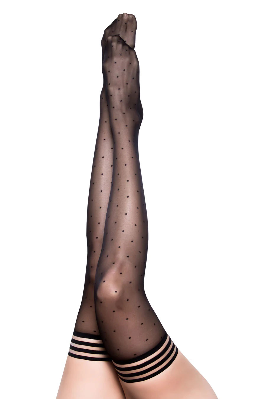 k4Clq0smGyyAllEWS64IROcDAAIj23uU Ally - Polka Dot Thigh High - Size B - Black - Image 1