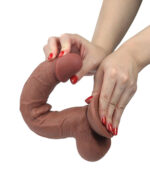 Real Skin 11” Dual Layer Dildo - Light Brown - Image 5