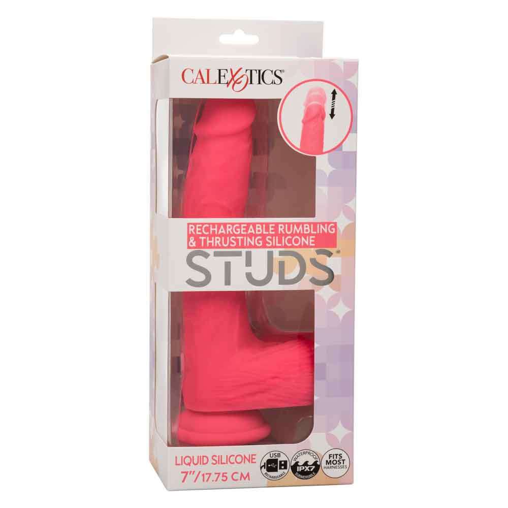 lJAcBtREteLhltQySpVZTCY1BQ2B7tci Rechargeable Rumbling and Thrusting Silicone Studs - Pink - Image 1