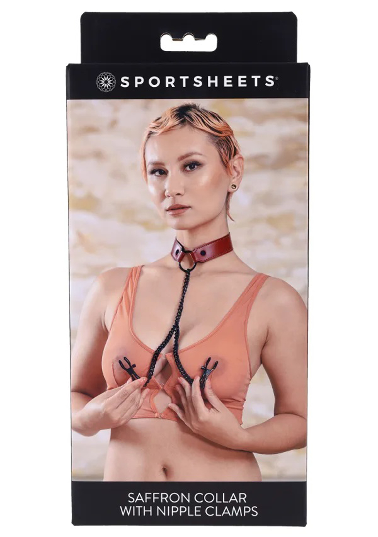 luqOhGksN5abgcG62WzaPc30oKsB58YK Saffron Collar With Nipple Clamps - Black/red - Image 1