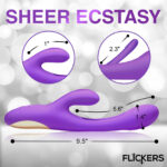 Tri-Flick Flicking Silicone Rabbit Vibrator - Purple - Image 5