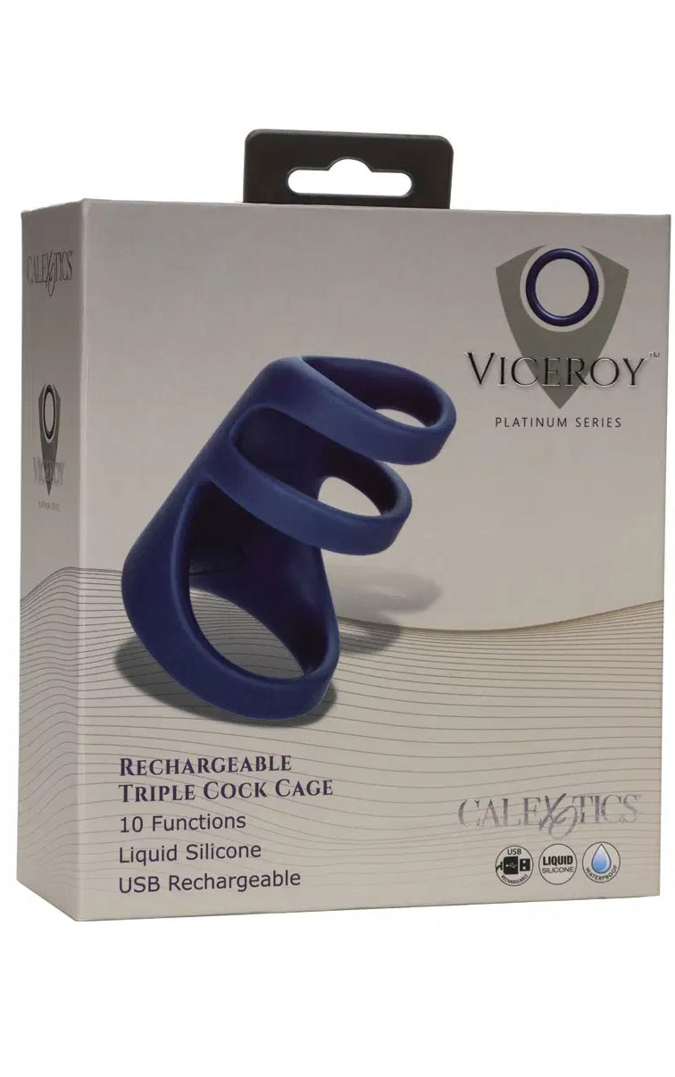 nHD0stvdU1bY9F0eGtNq7pwDtROLmRb4 Viceroy Rechargeable Triple Cock Cage - Blue - Image 1