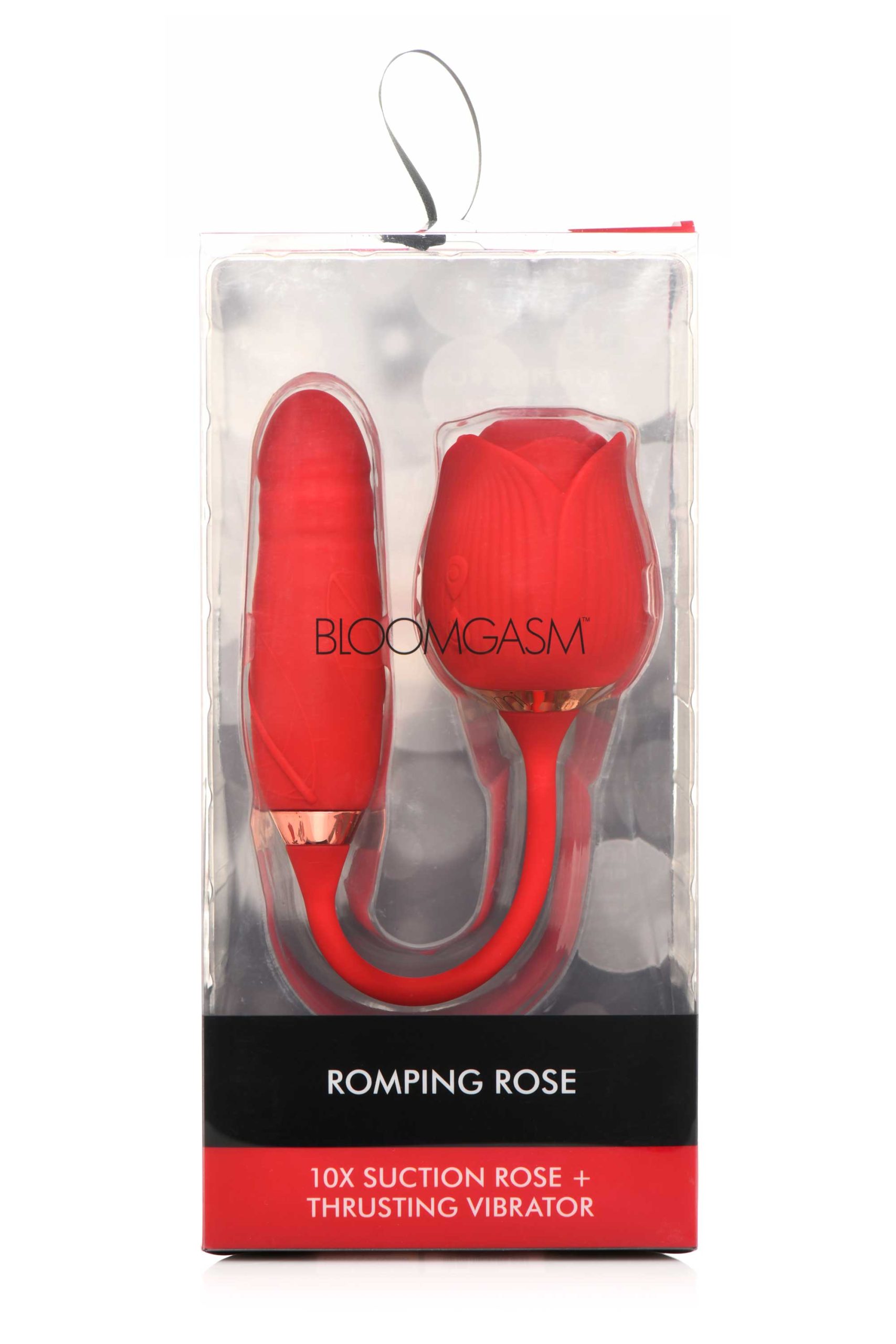 nWTaReFkoGaQsu0dAHSLemf3A5Q5Iq69 Bloomgasm Romping Rose Suction and Thrusting Vibrator - Red - Image 1