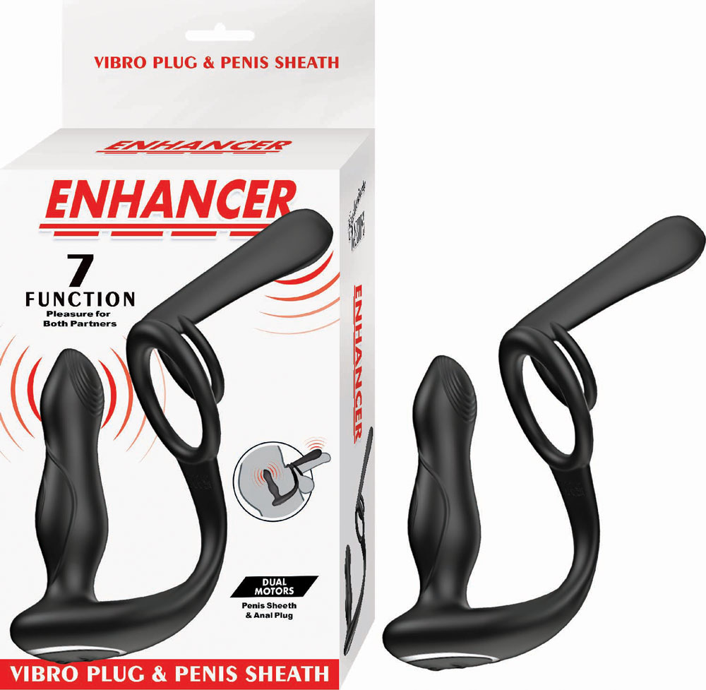 pITrAyQl Enhancer Vibro Plug and Penis Sheath - Black - Image 1