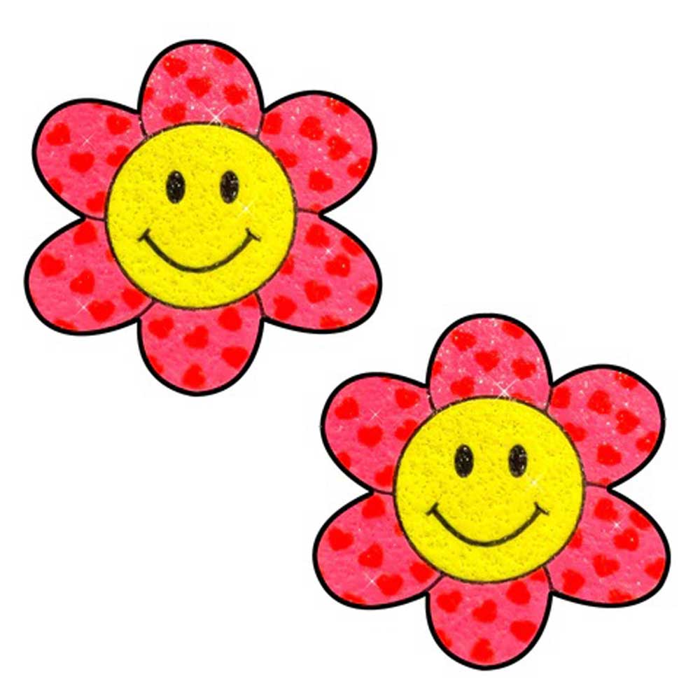 pcHLROrZlLxkt7ERKhlHrxmLKe7cEzBd Freaking Awesome Smiley Flower Power Glitter Nipple Cover Pasties - Image 1
