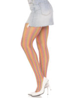 Rainbow Crochet Net Tights - One Size - Multicolor - Image 2