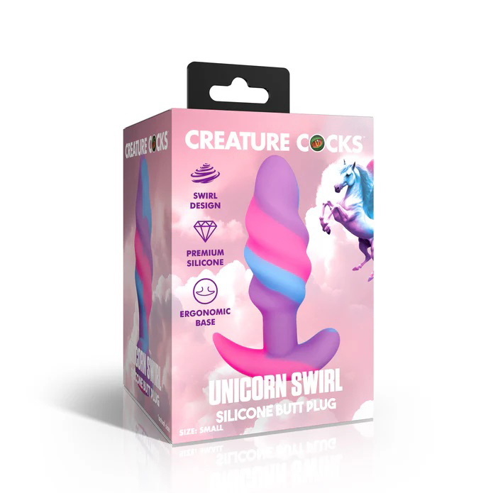q8ircrU6 Unicorn Swirl Silicone Butt Plug - Small - Image 1