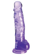 King Cock Clear 8 Inch With Balls - Purple - Image 2