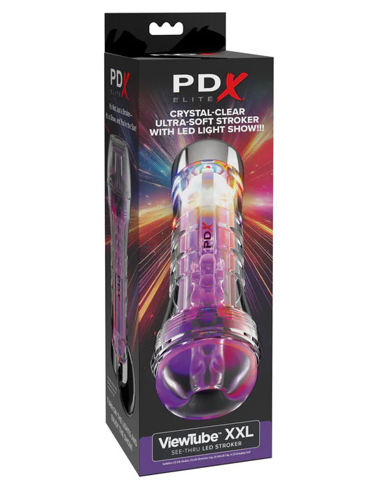 qvm0yZq7 Pdx Elite Viewtube XXL See-Thru Ez-Grip Led Stroker - Clear - Image 1