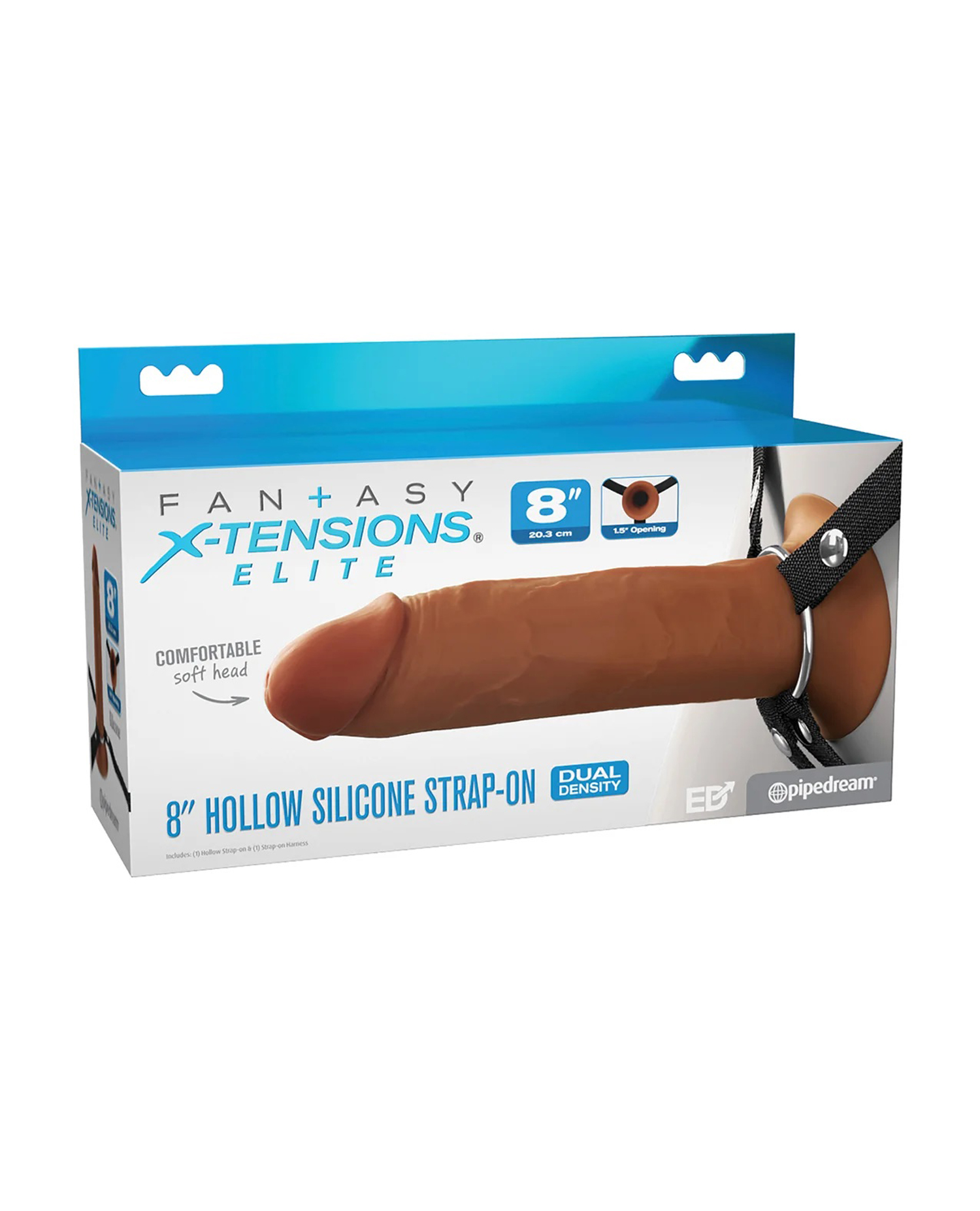 qztOwPRzQU1F9jWutoXK8Y60gSamwSOj Fantasy X-Tensions Elite 8" Silicone Hollow Strap Dual Density - Brown - Image 1
