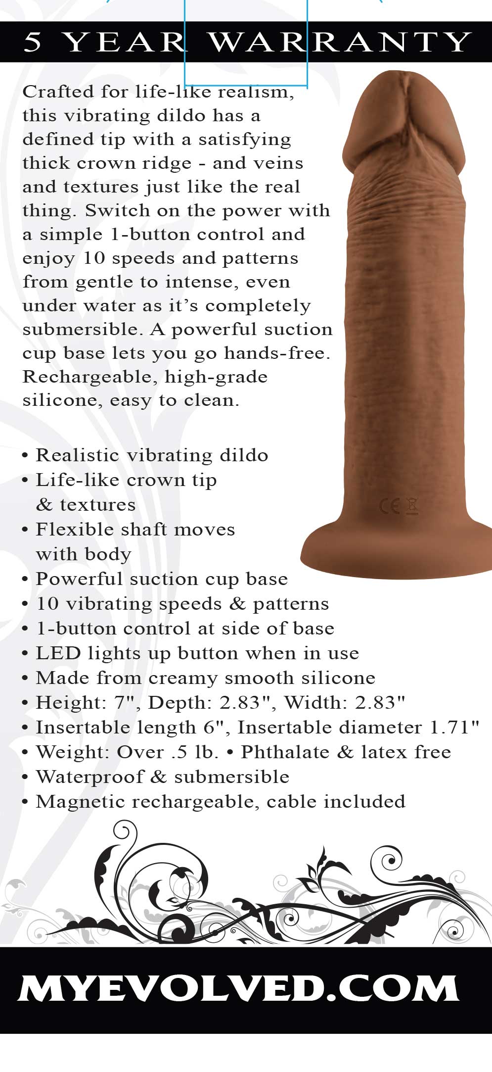 r1kzoZttZk8FIbuhncobSmi7jLVzlHsE 6 Inch Girthy Vibrating Dong - Dark - Image 1