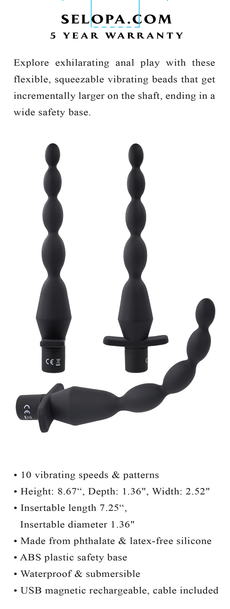 rN5jOI0hfdWnQ9fdEBaRY9crnLO1s7AN Vibrating Butt Beads - Black - Image 1