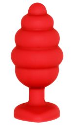 Regular Ribbed Diamond Heart Plug - Red - Image 4