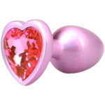 Booty Bling Metal Heart Plug - Medium - Pink - Image 4