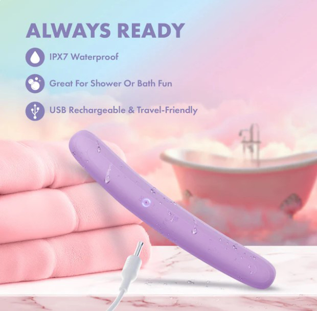 t8hhIhiF Play With Me Silicone Double Ended Vibrator - Purple - Image 1