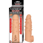 Natural Realskin Spiked Vibrating Penis Xtender - White - Image 2