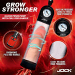 Pump Up Gauge Penis Pump With Pull Rod - Clear - Image 3