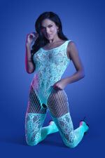 Illuminate Crotchless Teddy Bodystocking - One Size - White/blue - Image 2