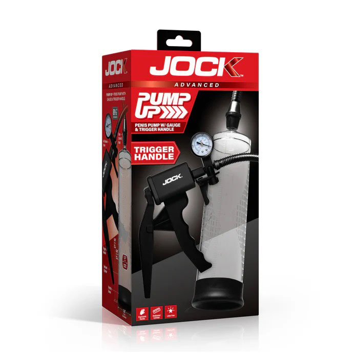 tx5UF2qP Pump Up Penis Pump With Gauge and Trigger Handle - Clear - Image 1