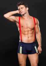Fireman Bottom With Suspenders 2 Pc - Large/xlarge - Navy Blue/red - Image 2
